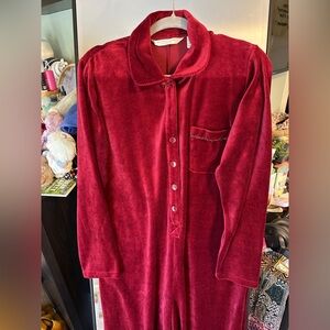 Vintage Victoria's Secret Country Red Velvety Lounge Jumpsuit